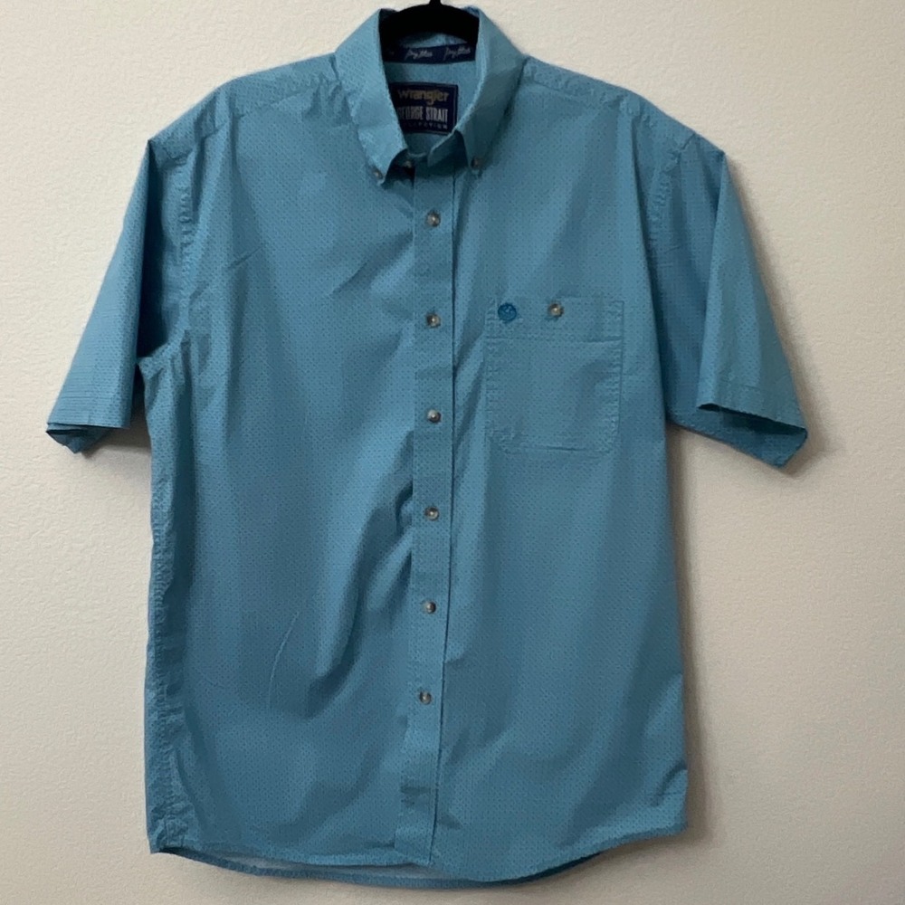 Wrangler George Strait Medium Turquoise Geometric Short Sleeve Western Shirt